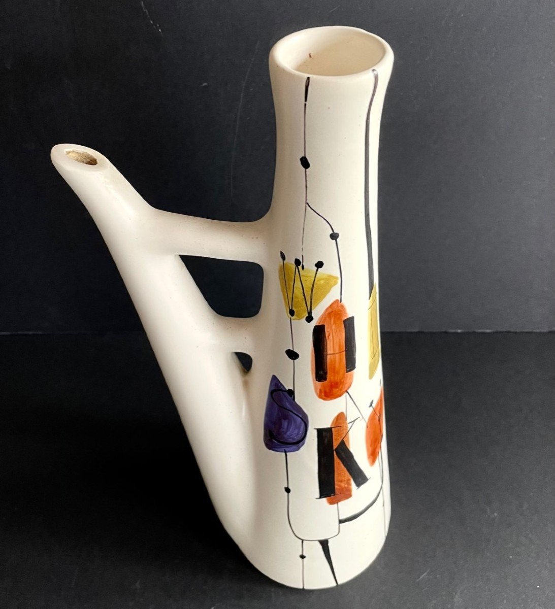 Earthenware Whiskey Bottle By Roger Capron Vallauris-photo-2