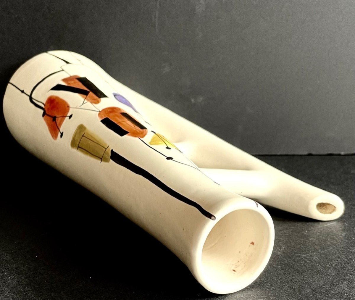 Earthenware Whiskey Bottle By Roger Capron Vallauris-photo-1