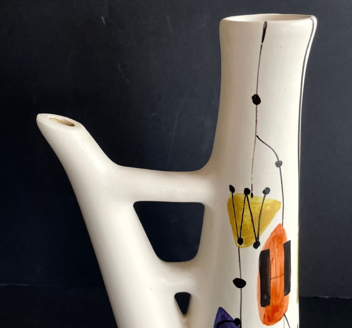 Earthenware Whiskey Bottle By Roger Capron Vallauris-photo-2