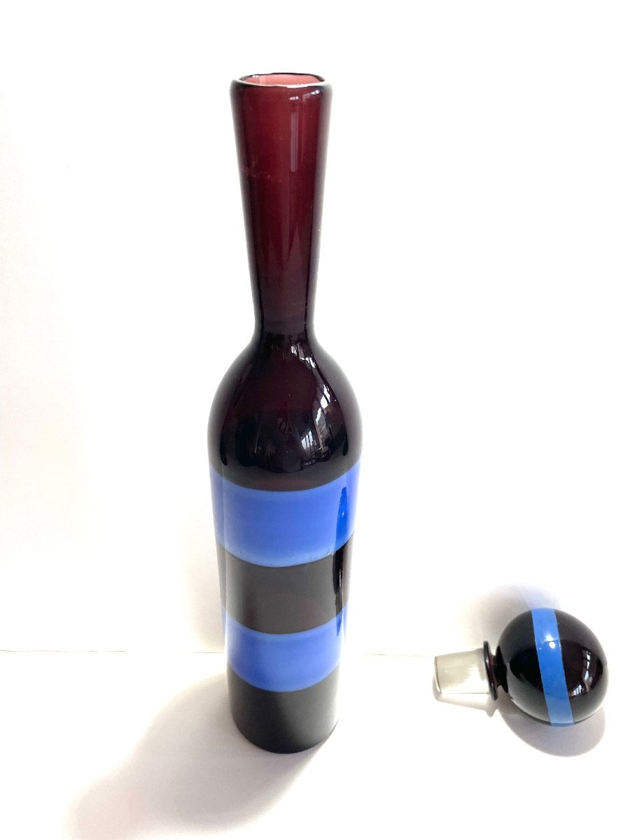 Glass Bottle "a Fasce Orizzontali" By Fulvio Bianconi For Venini 1950s-photo-3