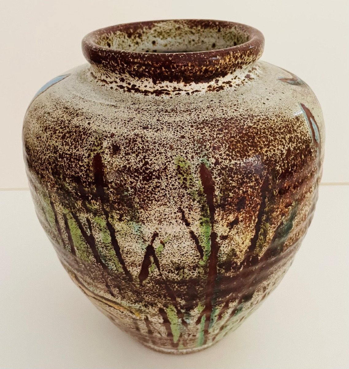 Vase africaniste en céramique d' Accolay années 60-photo-3