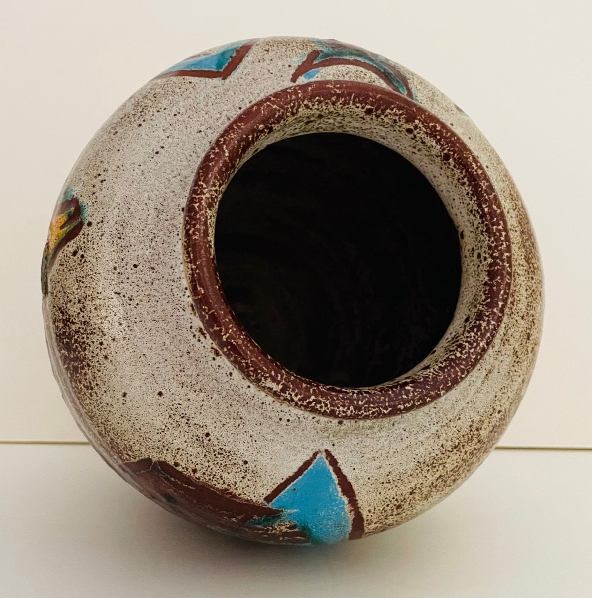 Vase africaniste en céramique d' Accolay années 60-photo-5