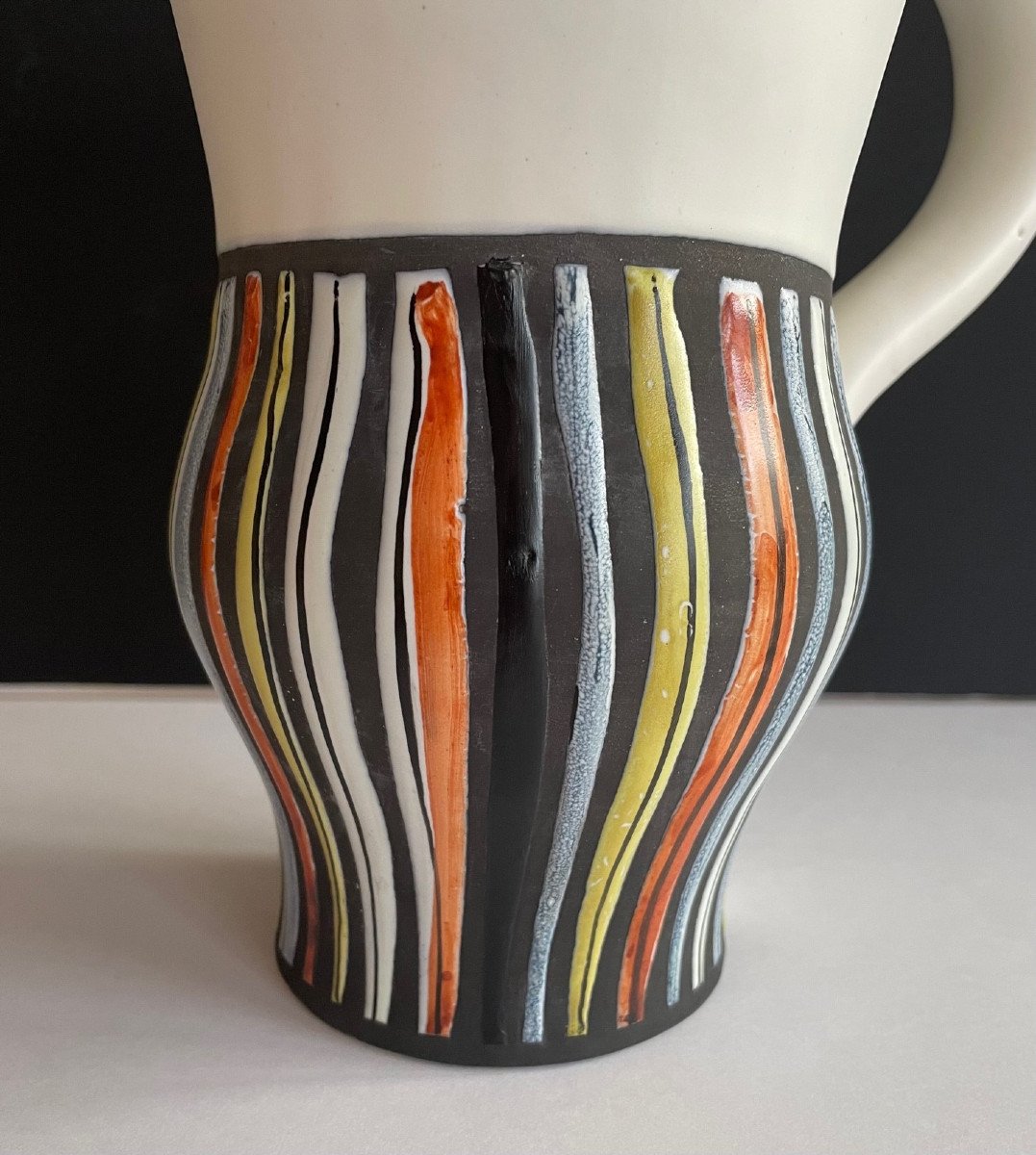 Large Earthenware Pitcher Vase By Roger Capron Vallauris-photo-4