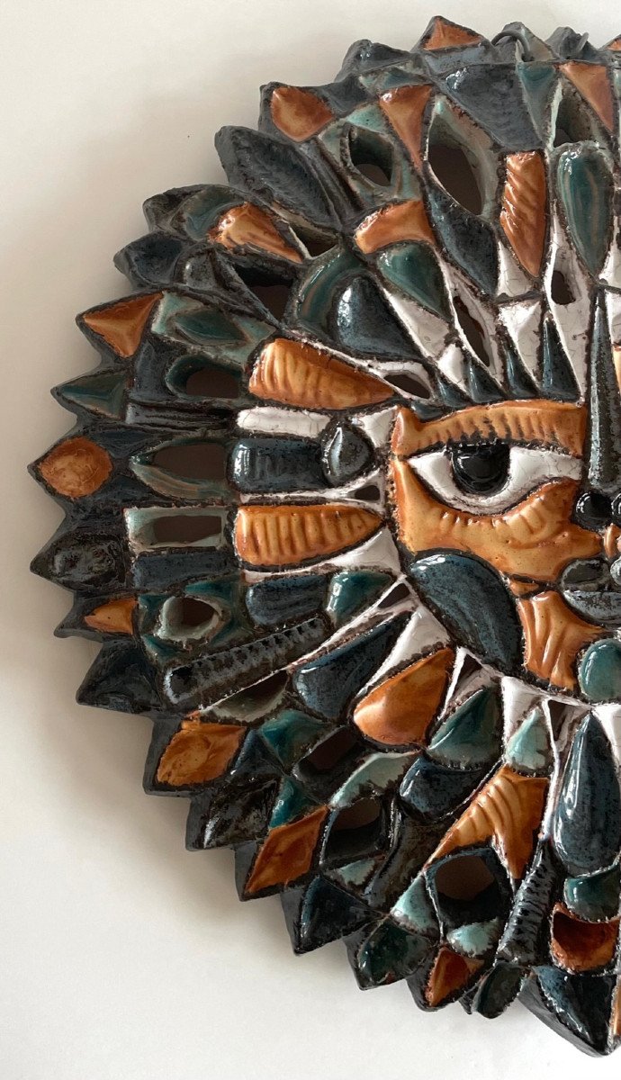 « Soleil » sculpture murale en céramique par Roland Zobel Atelier Les Cyclades-photo-3