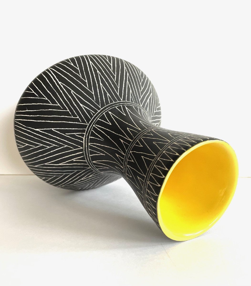 Large Africanist Vase By Jean De Lespinasse, 1960s-photo-4