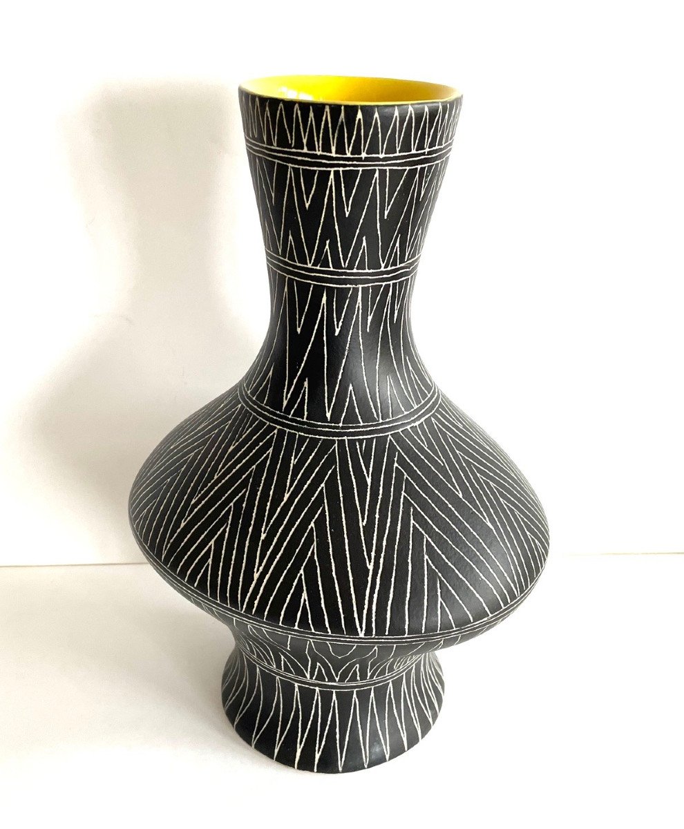 Large Africanist Vase By Jean De Lespinasse, 1960s
