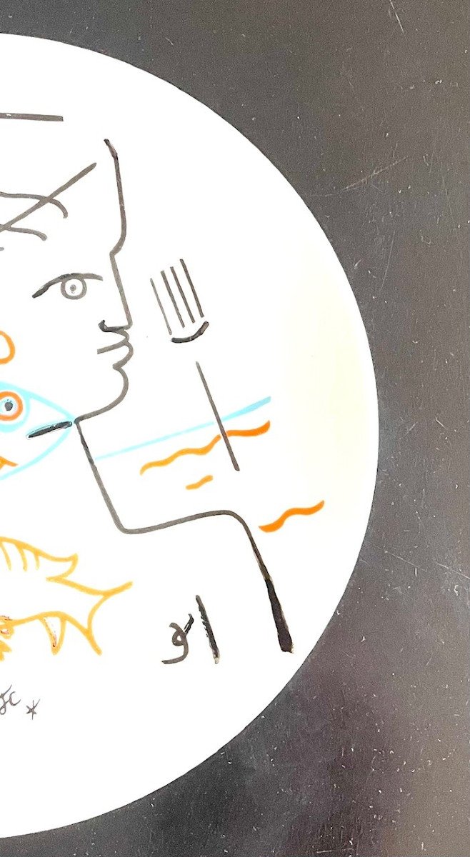 Porcelain Plate Drawing By Jean Cocteau-photo-4
