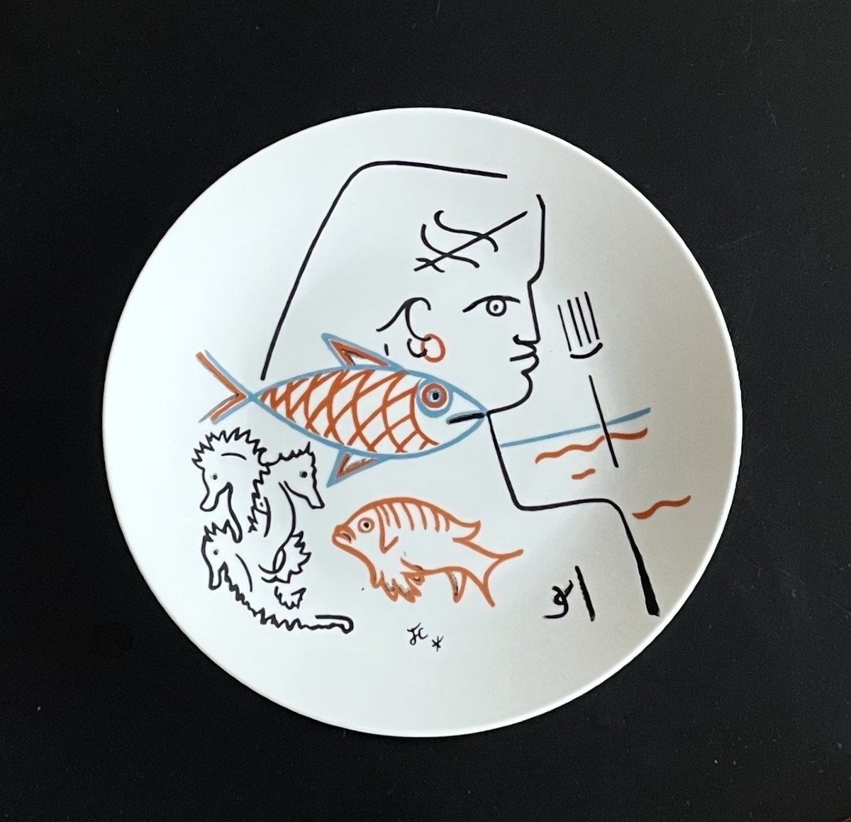 Porcelain Plate Drawing By Jean Cocteau
