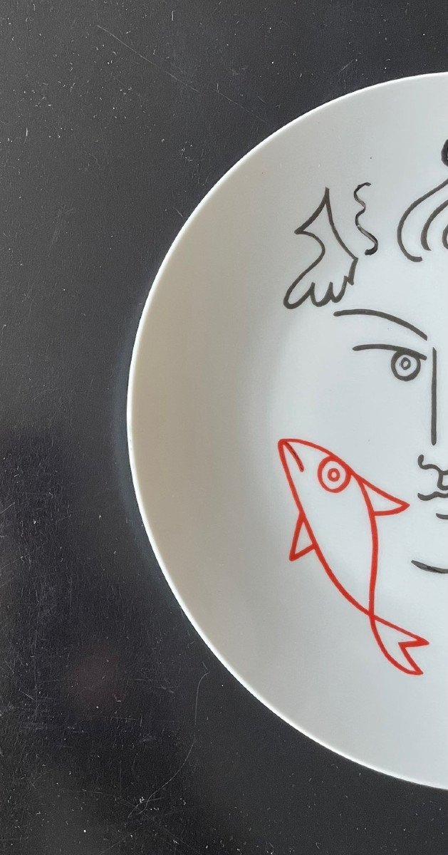 Porcelain Plate Drawing By Jean Cocteau-photo-3