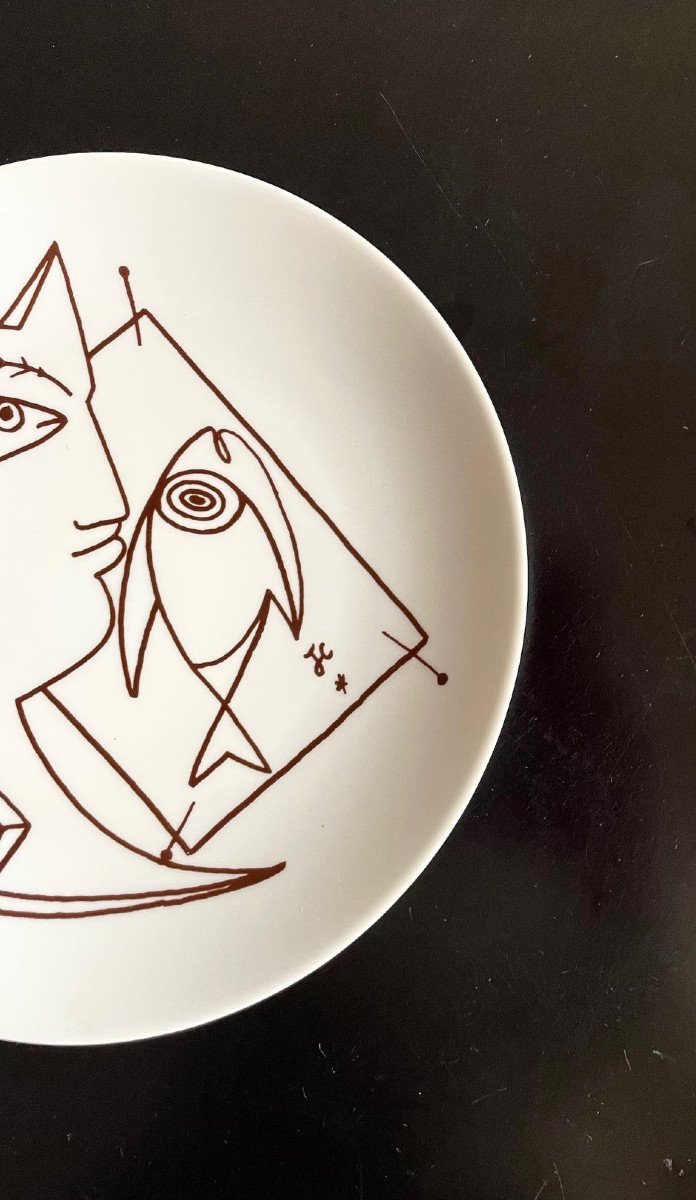 Limoges Porcelain Plate With A Design By Jean Cocteau-photo-4
