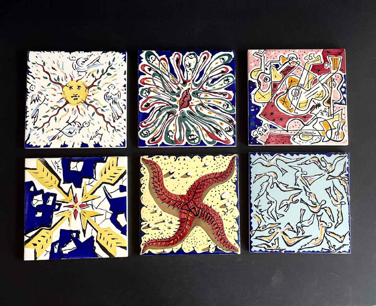 "La suite catalane" série de 6 carreaux en céramique par Salvador Dali, 1954
