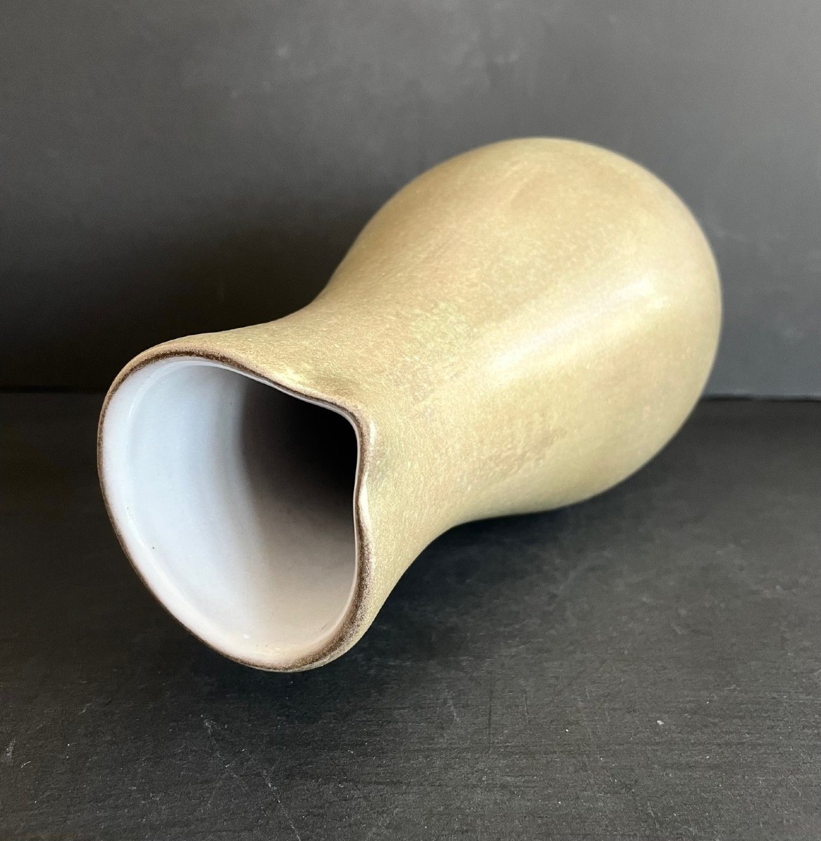 Large Earthenware Pitcher By Jacques Ruelland-photo-1