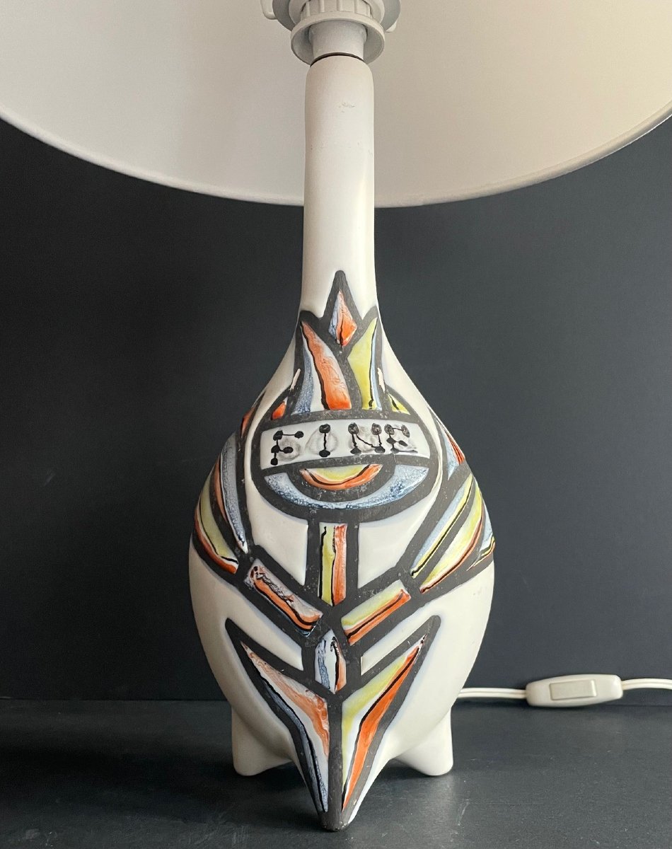 Earthenware Table Lamp By Roger Capron, Vallauris, 1950s-photo-2