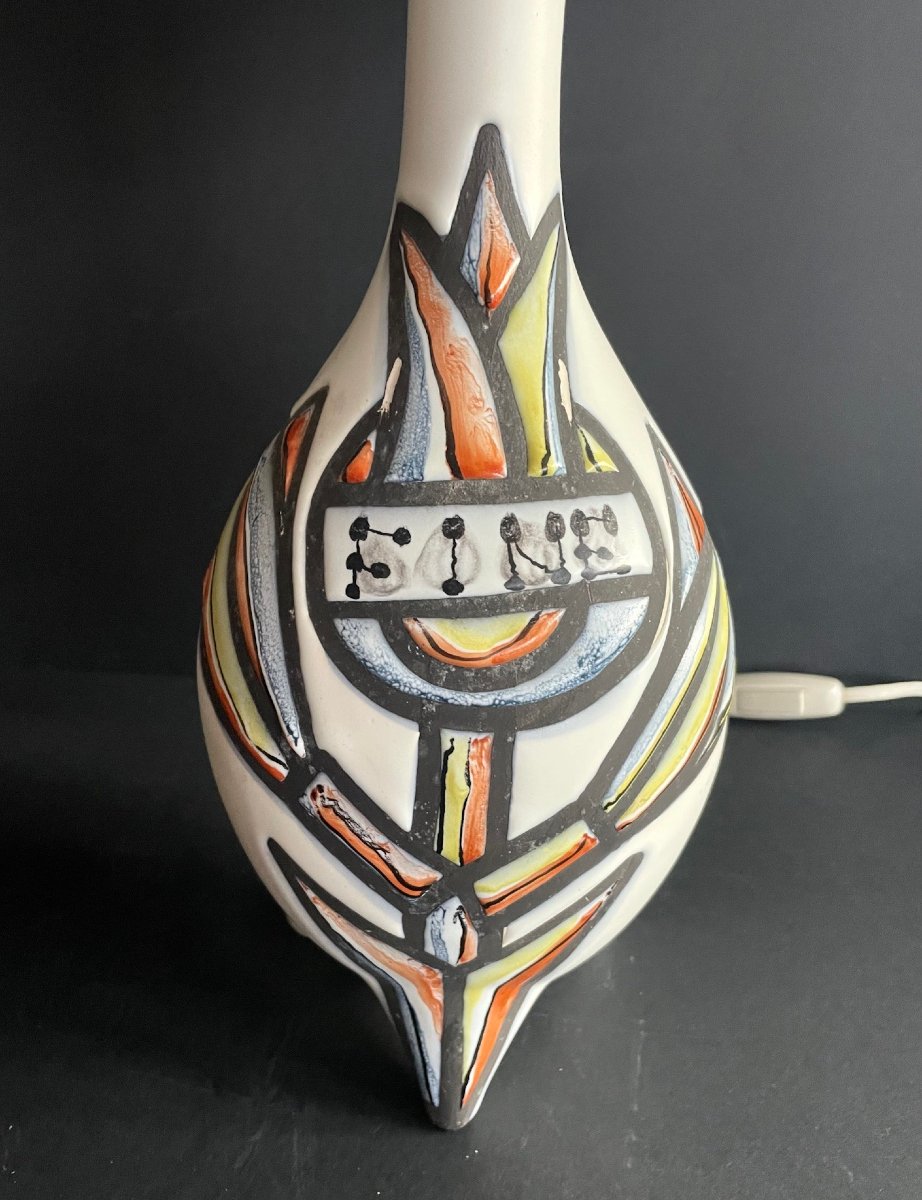 Earthenware Table Lamp By Roger Capron, Vallauris, 1950s-photo-3
