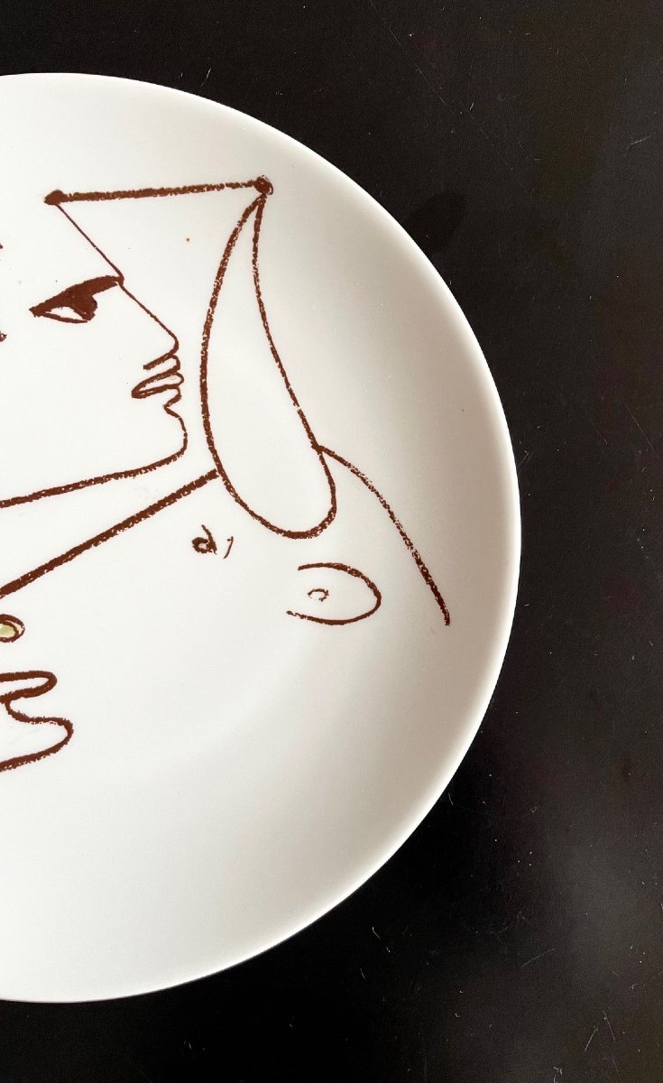 Limoges Porcelain Plate, Design By Jean Cocteau-photo-4