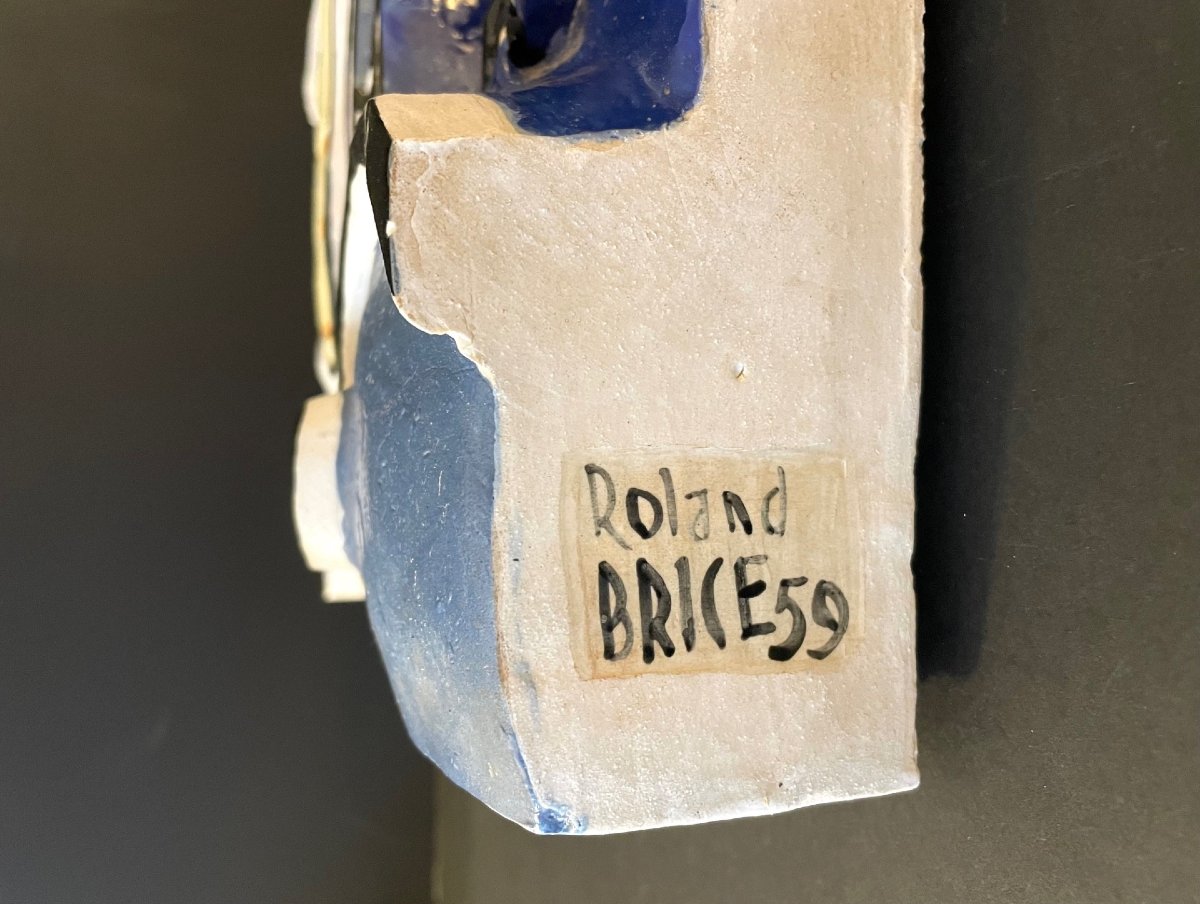 The Blue Mime, Ceramic Bas-relief By Roland Brice, 1959-photo-3