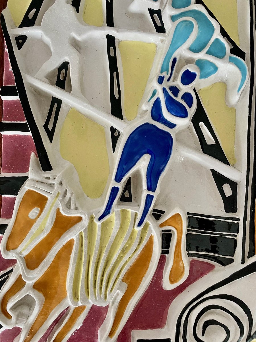 The Acrobats, Ceramic Bas-relief By Roland Brice, 1959-photo-2