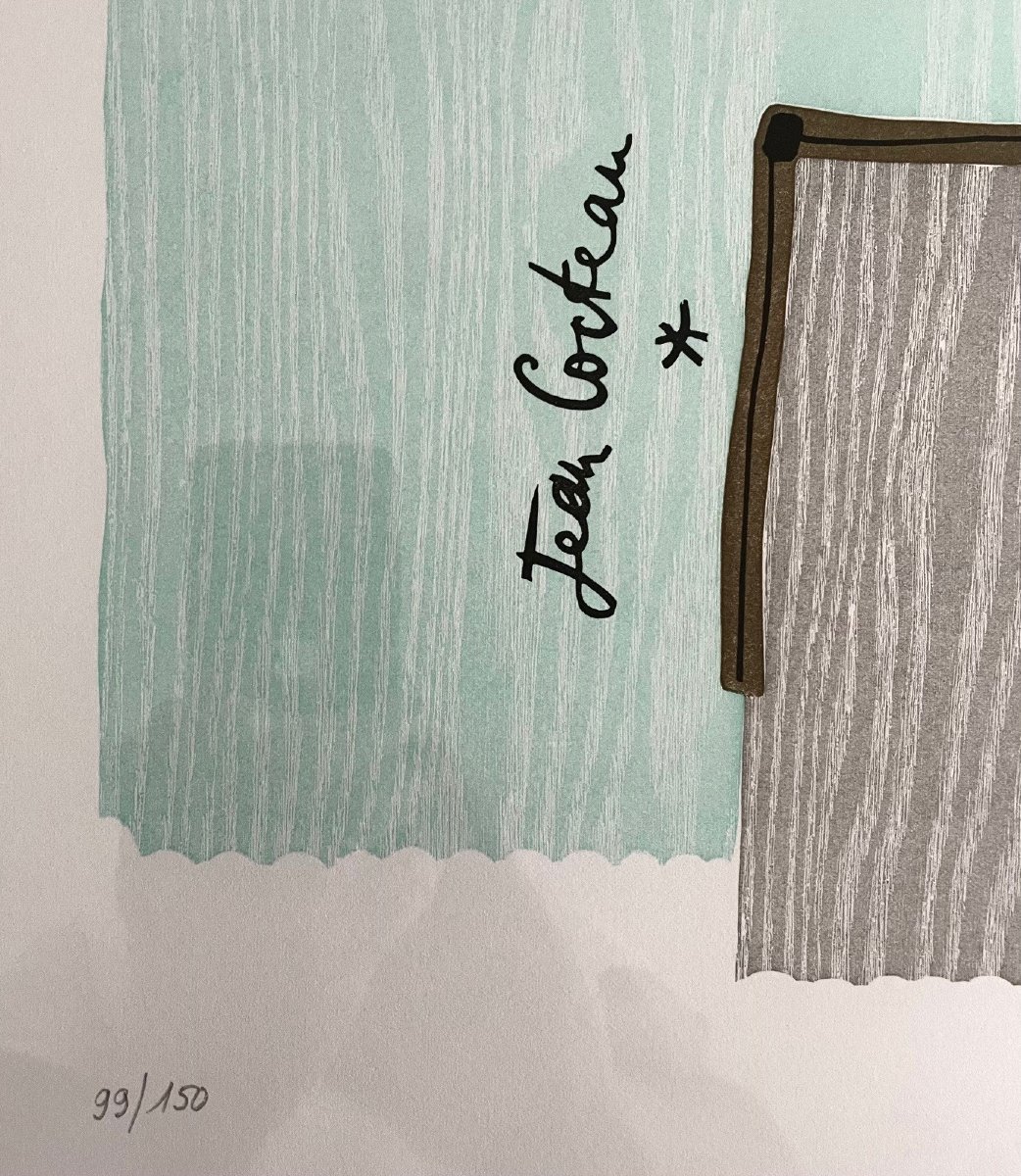 Fish-eye Profile, Original Wood Engraving By Jean Cocteau-photo-3