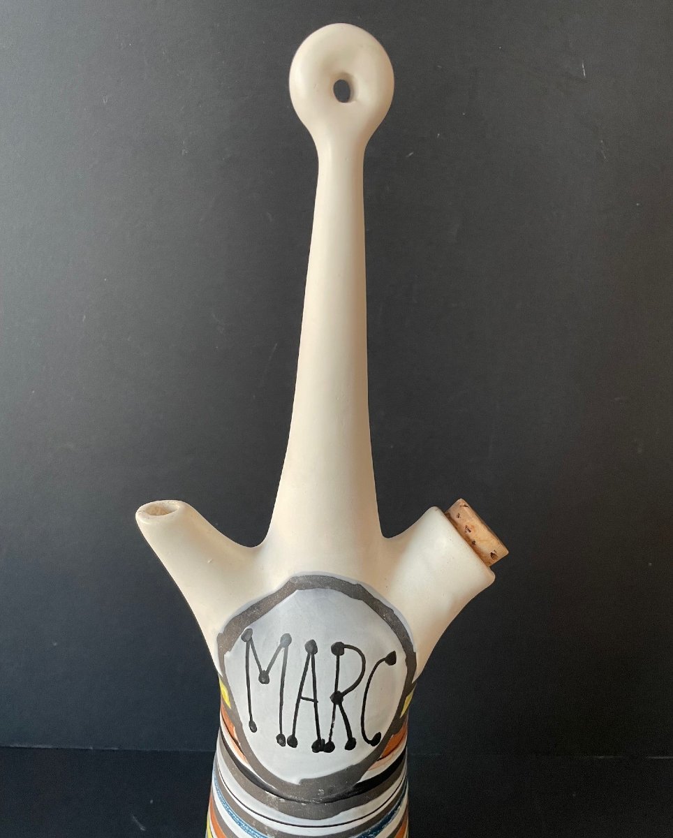 Earthenware Bottle "marc" By Roger Capron In Vallauris-photo-2