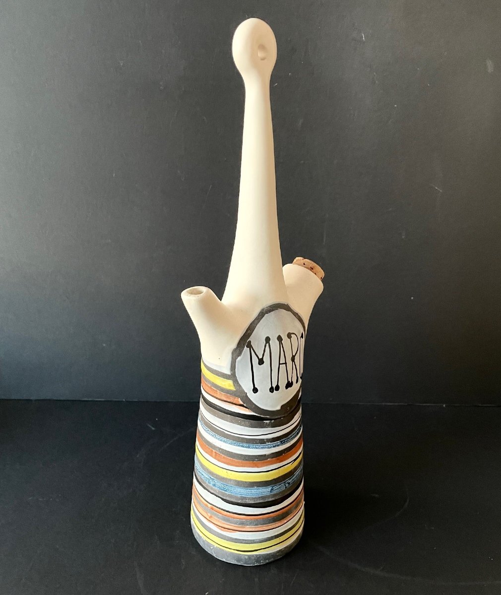 Earthenware Bottle "marc" By Roger Capron In Vallauris-photo-3