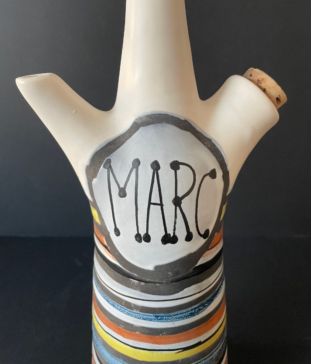 Earthenware Bottle "marc" By Roger Capron In Vallauris-photo-4