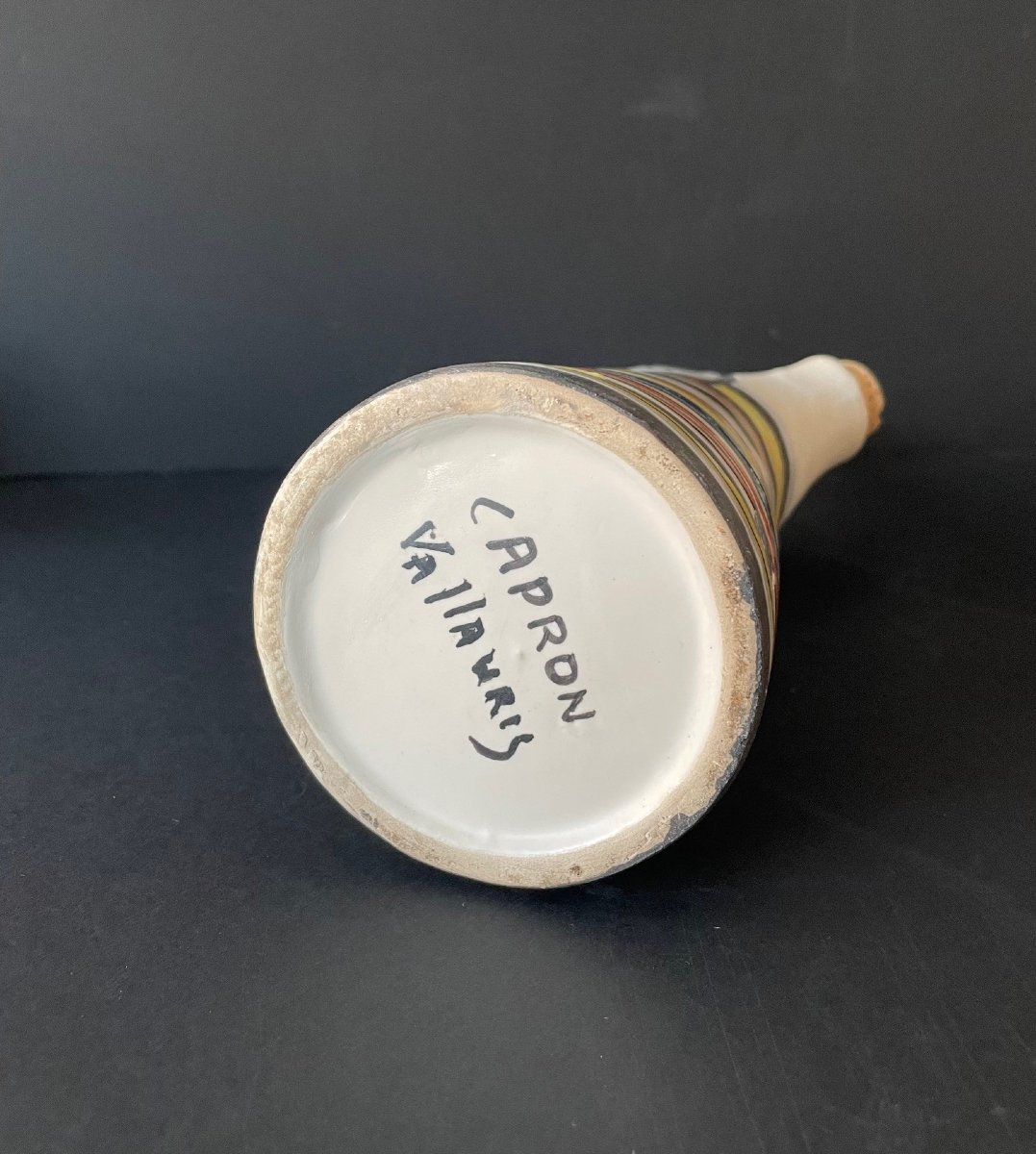 Earthenware Bottle "marc" By Roger Capron In Vallauris-photo-2