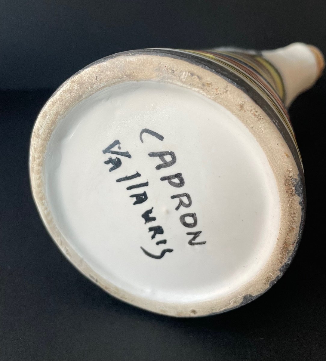 Earthenware Bottle "marc" By Roger Capron In Vallauris-photo-3