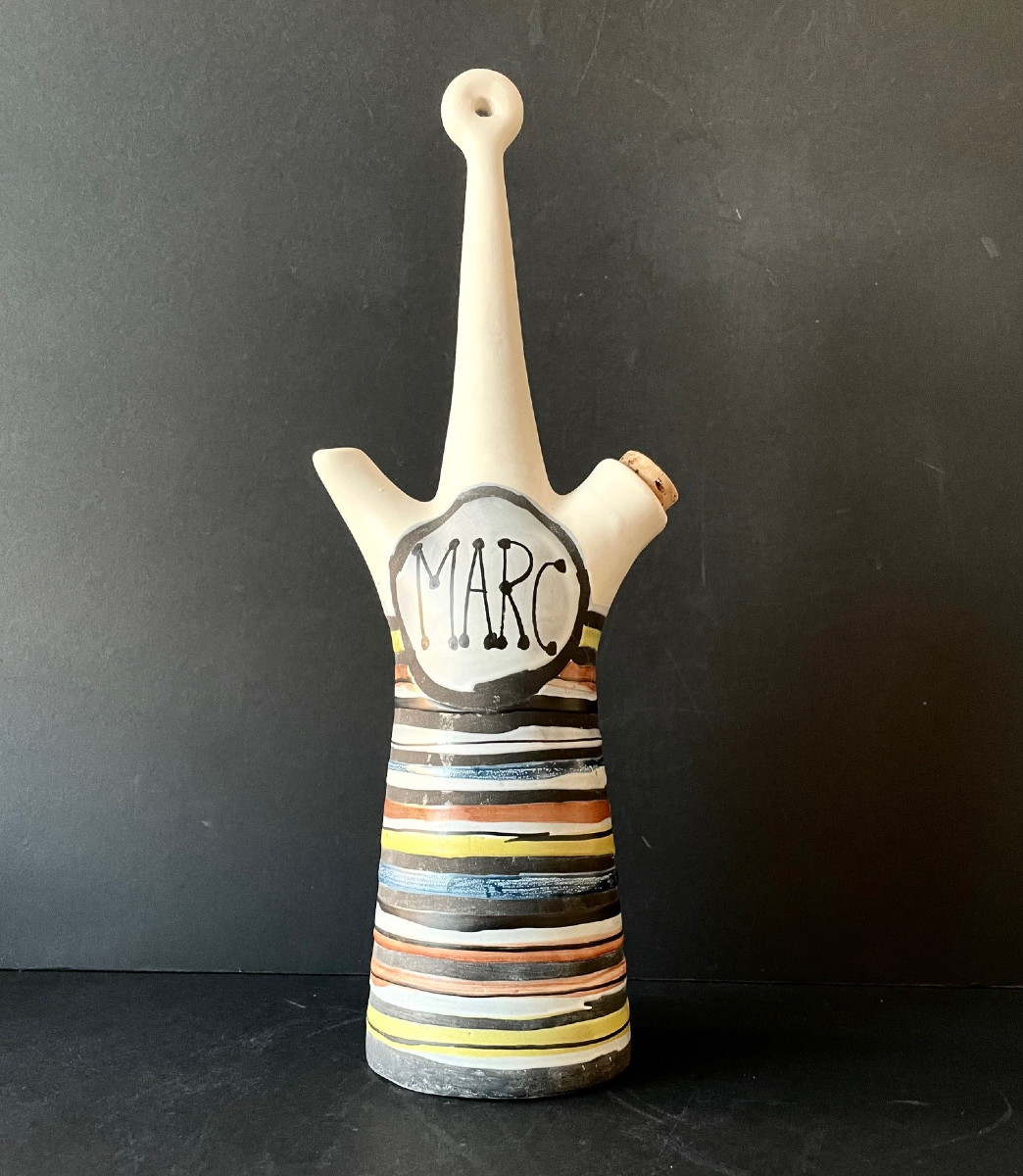 Earthenware Bottle "marc" By Roger Capron In Vallauris