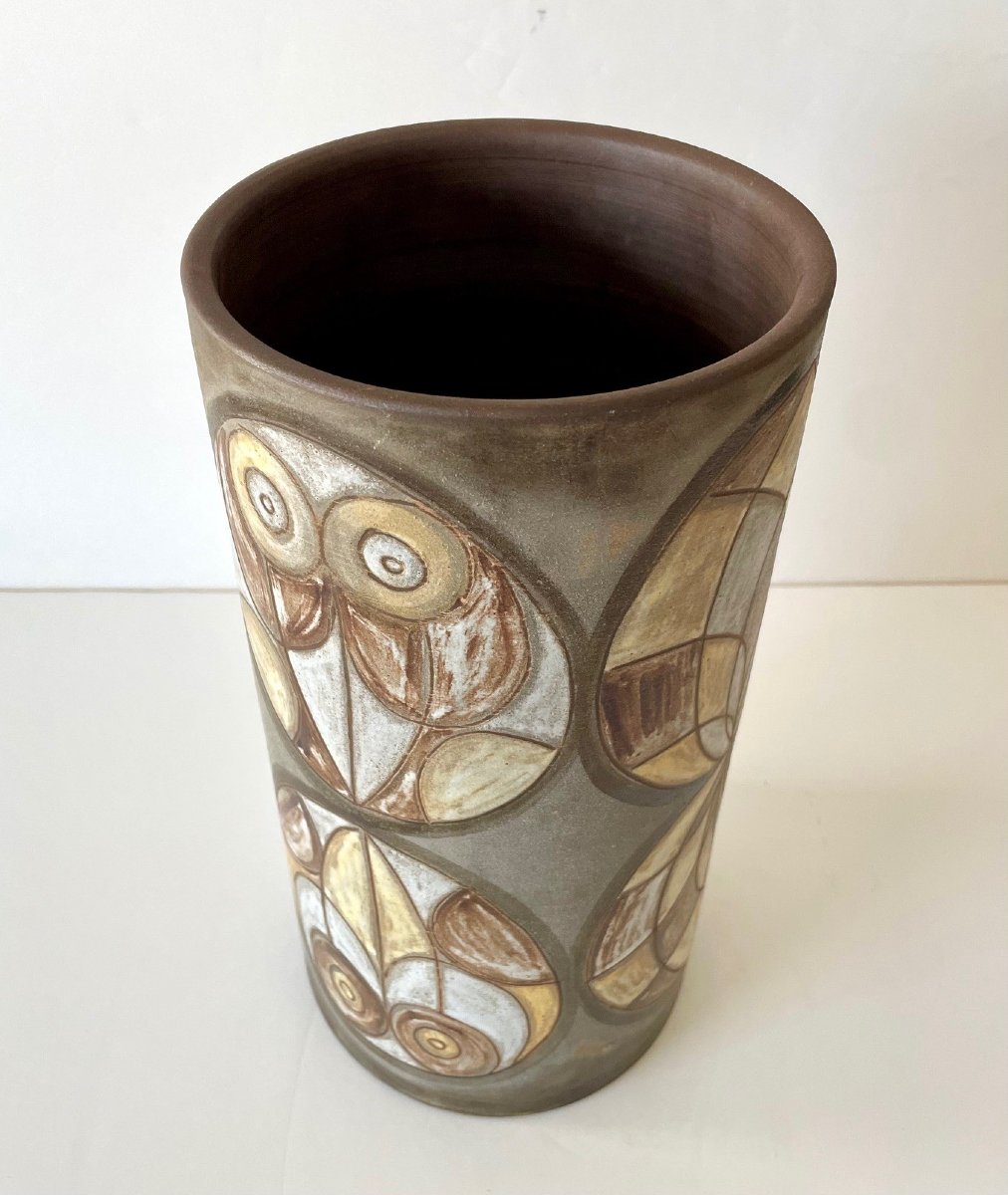 Grand vase rouleau en grès par Alexandre Kostanda Vallauris-photo-4