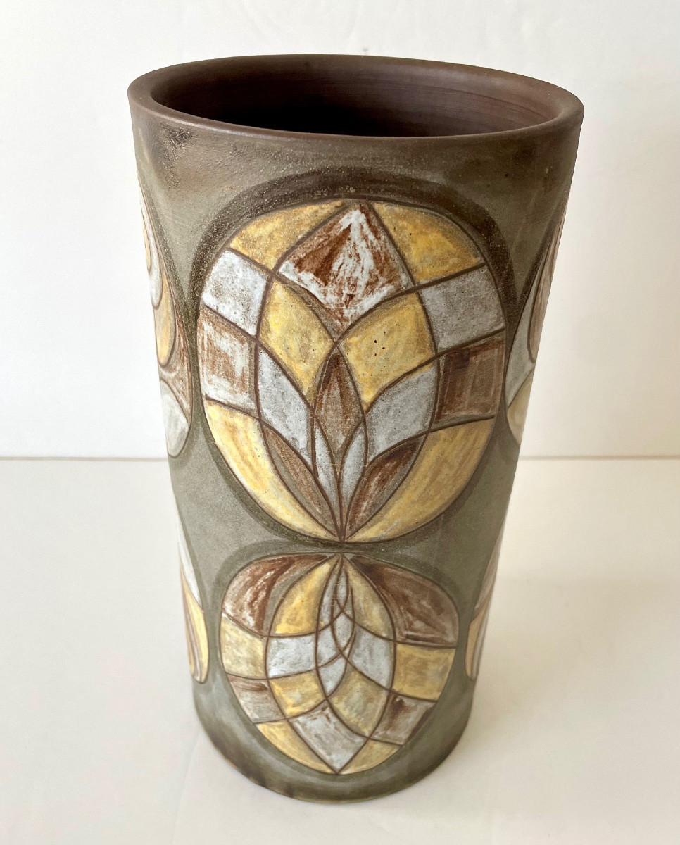 Grand vase rouleau en grès par Alexandre Kostanda Vallauris-photo-2