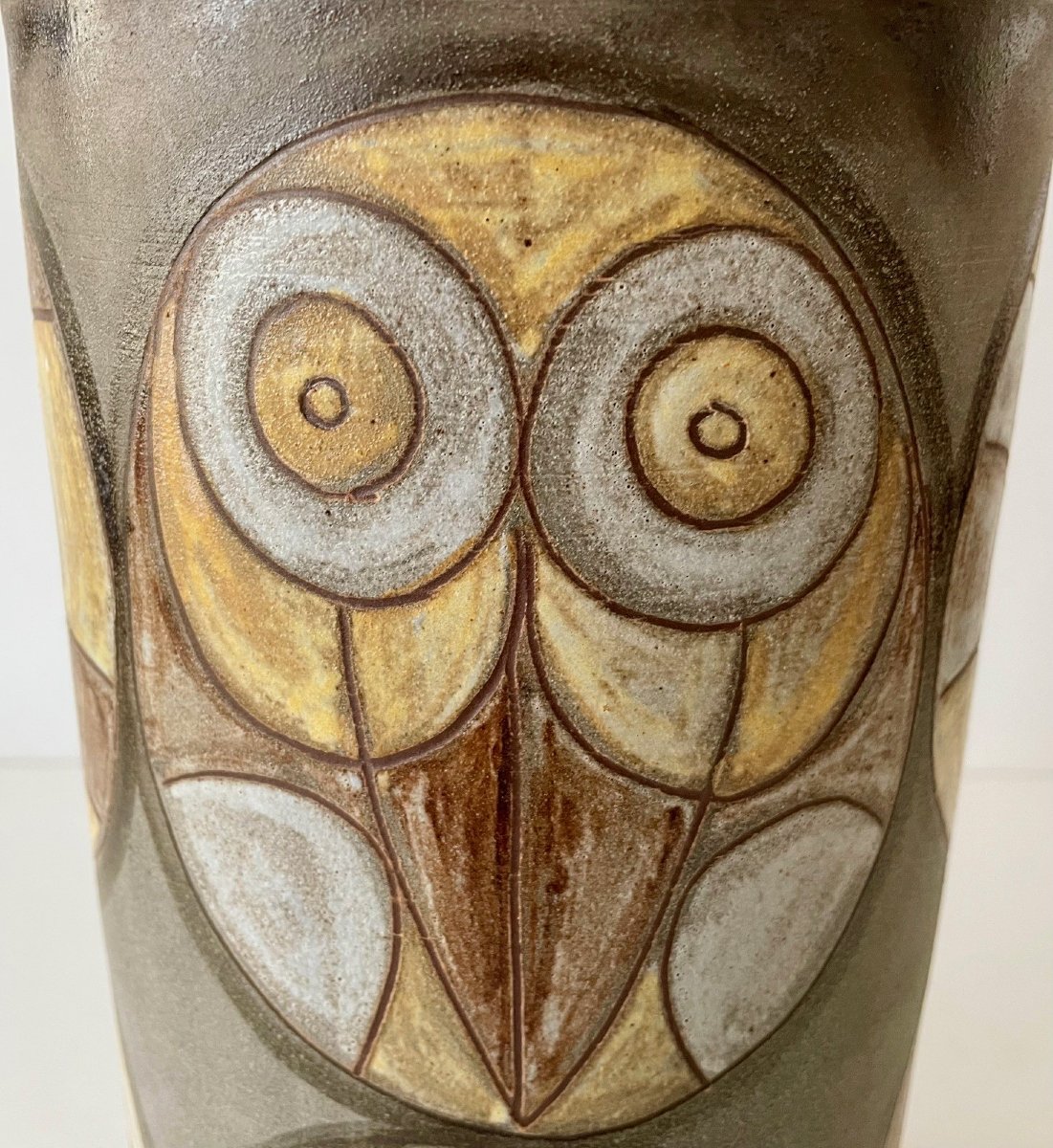 Grand vase rouleau en grès par Alexandre Kostanda Vallauris-photo-1