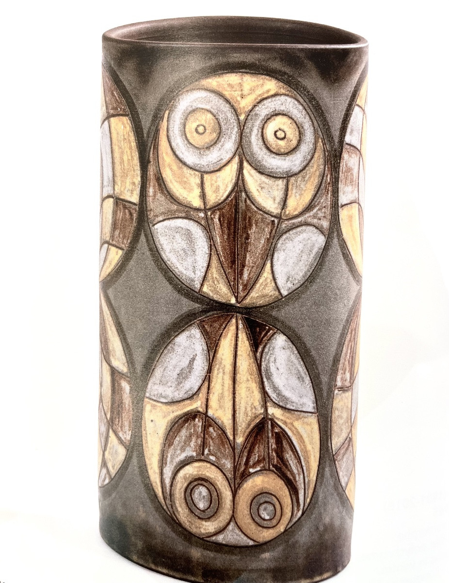 Grand vase rouleau en grès par Alexandre Kostanda Vallauris