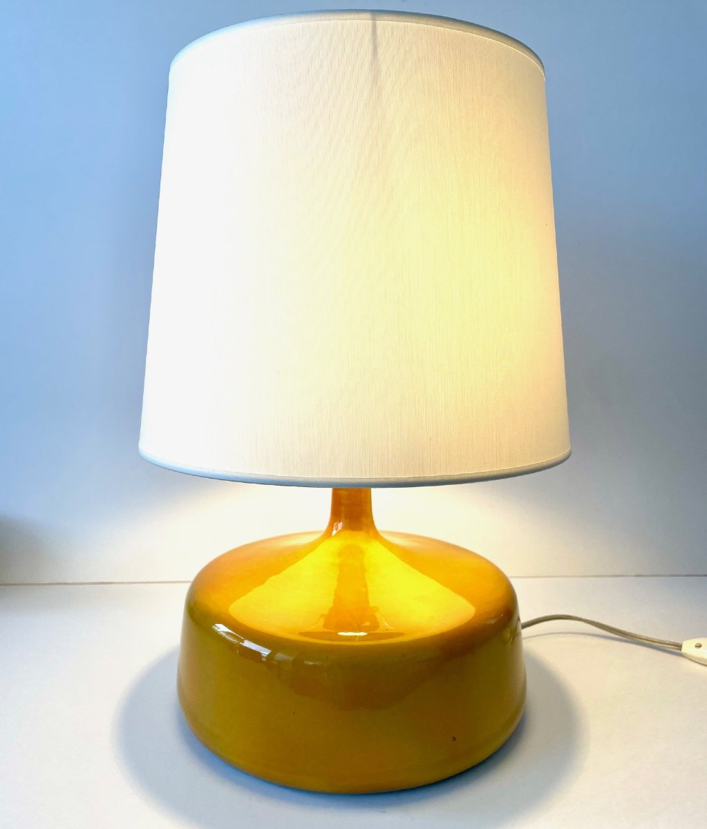 Large Glazed Earthenware Lamp By Jacques And Dani Ruelland 1970-photo-3