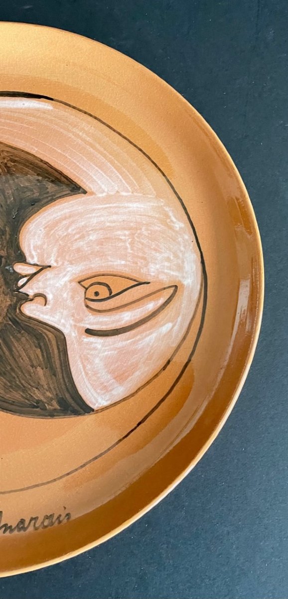 Assiette décorative "Double visage" par Jean Marais à Vallauris-photo-1