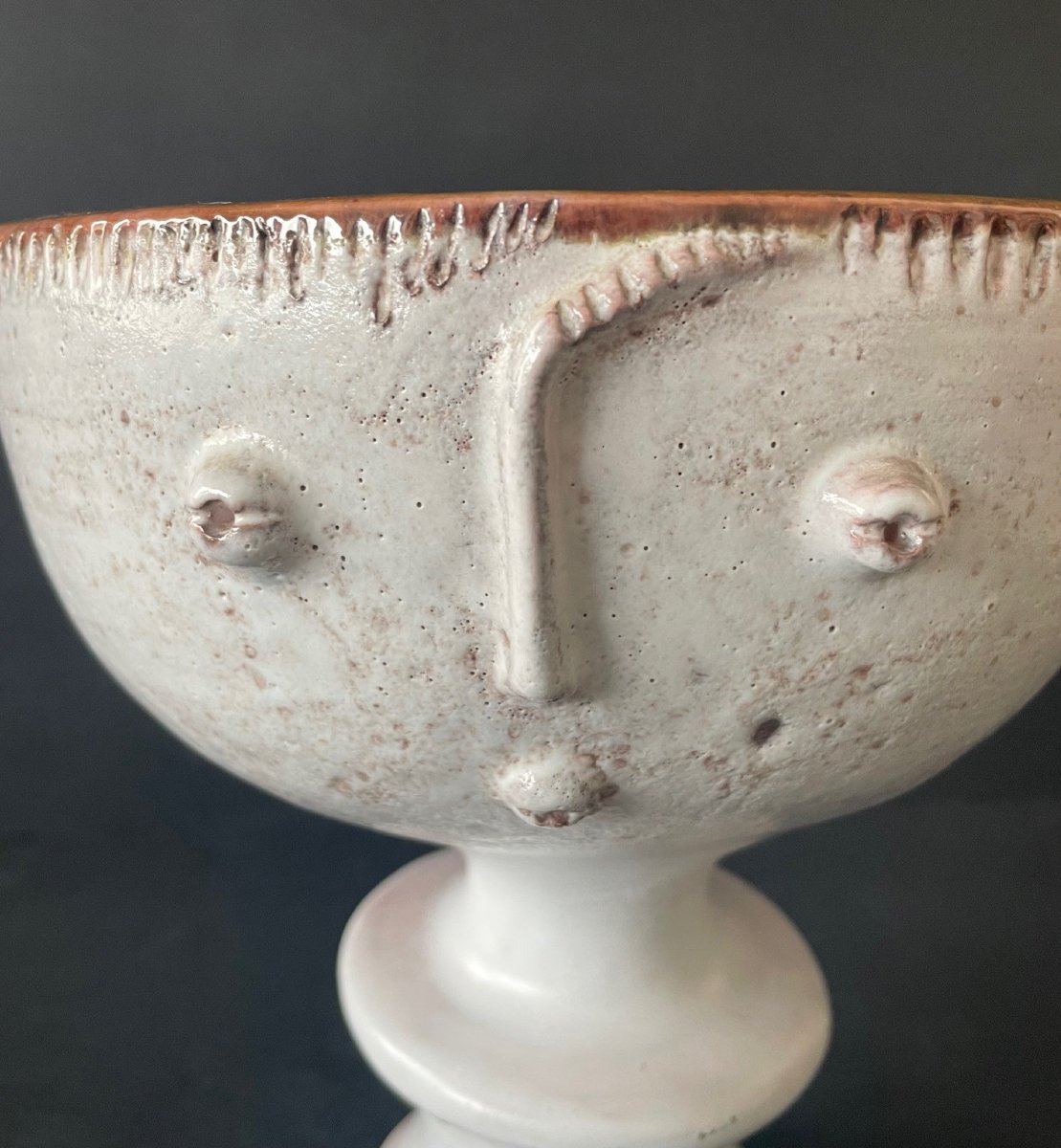 Coupe anthropomorphe en céramique par Robert et Jean Cloutier années 60-photo-3
