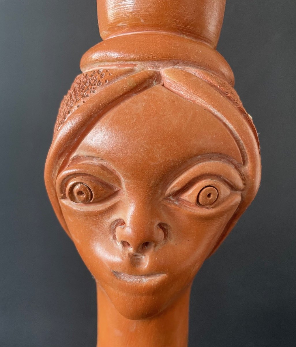 Tall Vase Anthropomorphic Sculpture By Jean Marais Vallauris, 44 Cm-photo-2