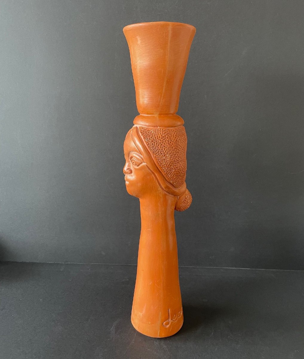 Tall Vase Anthropomorphic Sculpture By Jean Marais Vallauris, 44 Cm-photo-3