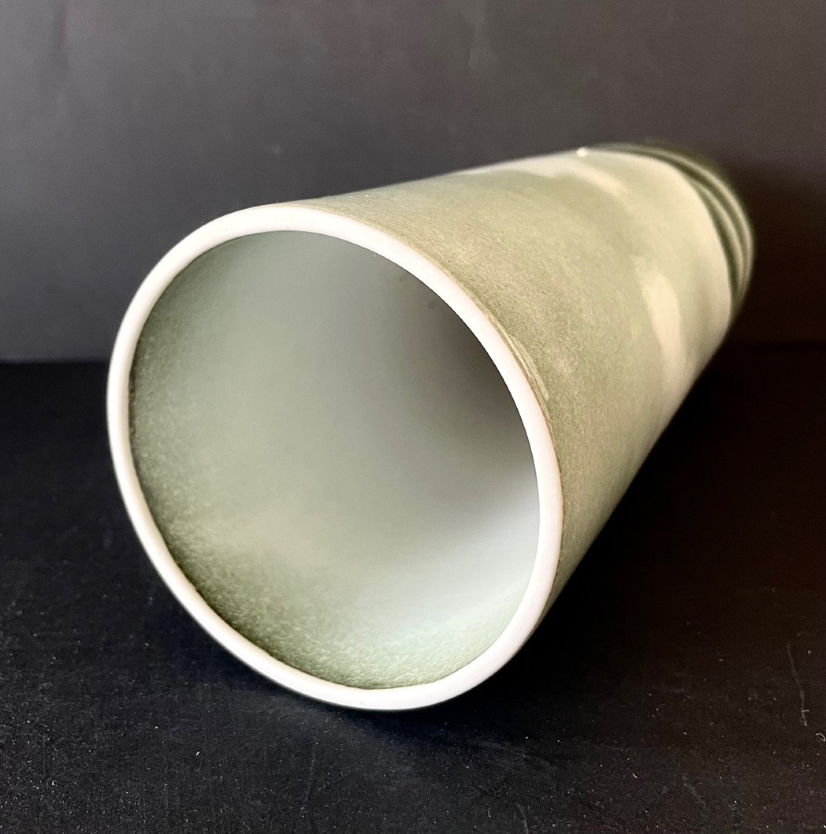 Porcelain Roll-shaped Vase From The Virebent Porcelain Factory, 1970s-photo-4