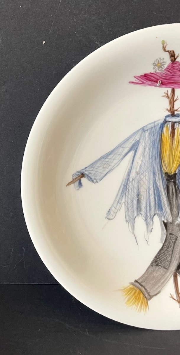 Decorative Limoges Porcelain Plate By Simone Coquet For Primavera-photo-3