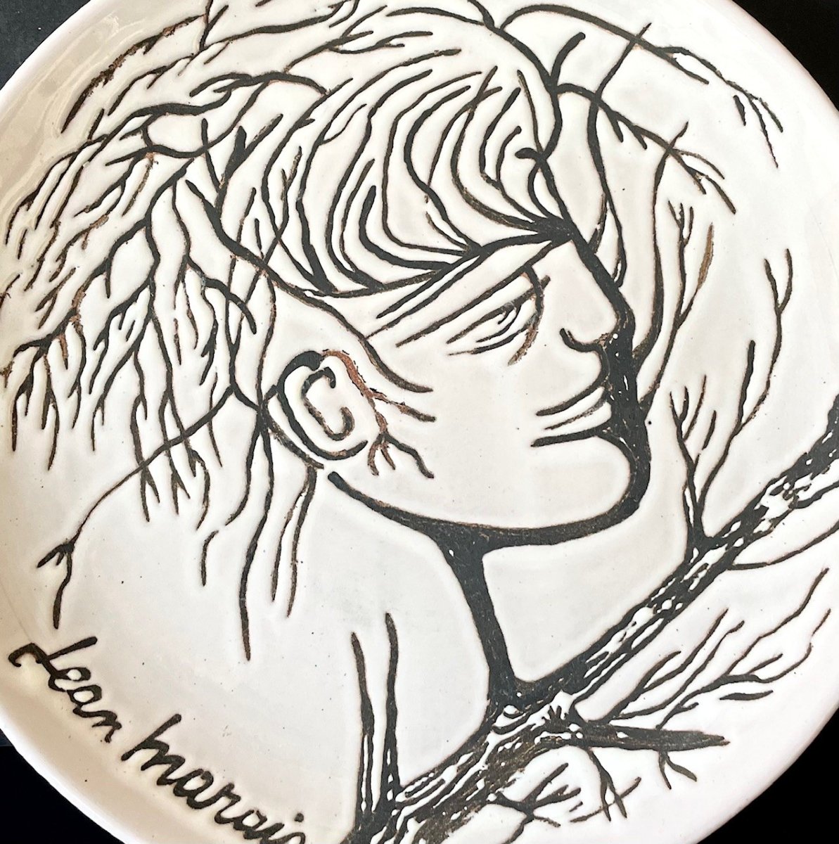 Assiette en faïence "Visage Arbre" par Jean Marais Vallauris-photo-2