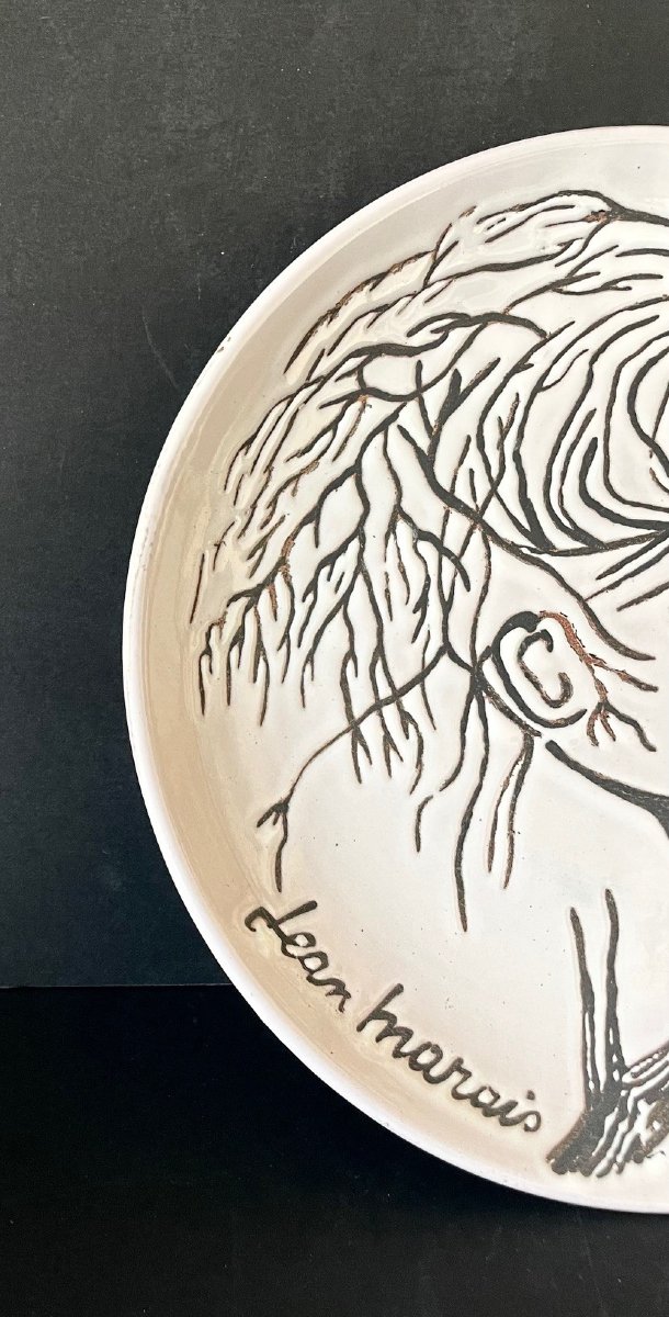 Assiette en faïence "Visage Arbre" par Jean Marais Vallauris-photo-3