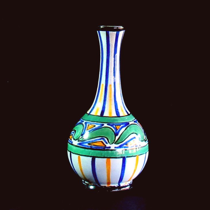 Vase Art déco en faïence de Desvres signé Henri Delcourt-photo-2