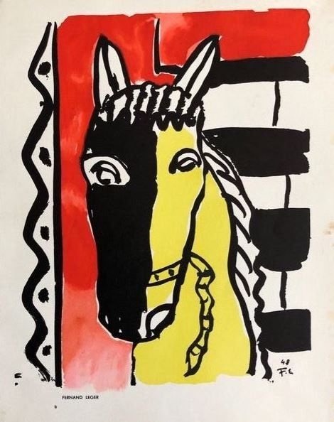 Pochoir « Cheval sur fond  rouge » Fernand Léger -photo-2