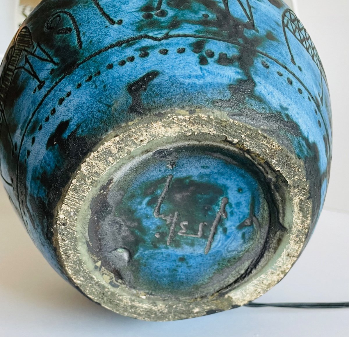 Large Ceramic Table Lamp By Jacques Blin 1950s-photo-2