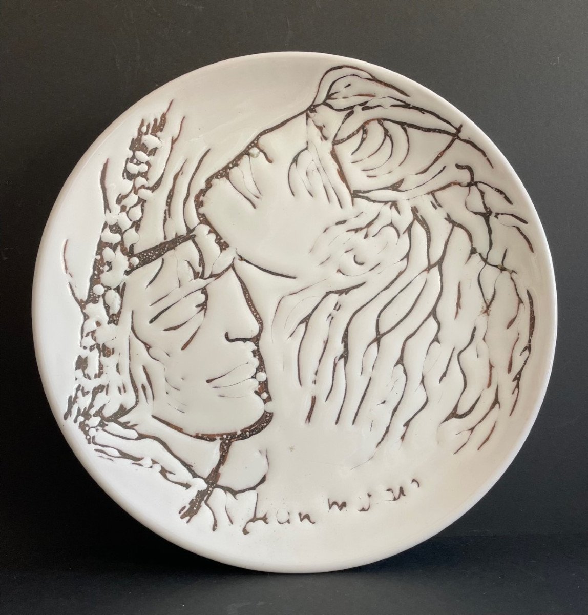 Ceramic Plate "double Face" By Jean Marais Vallauris