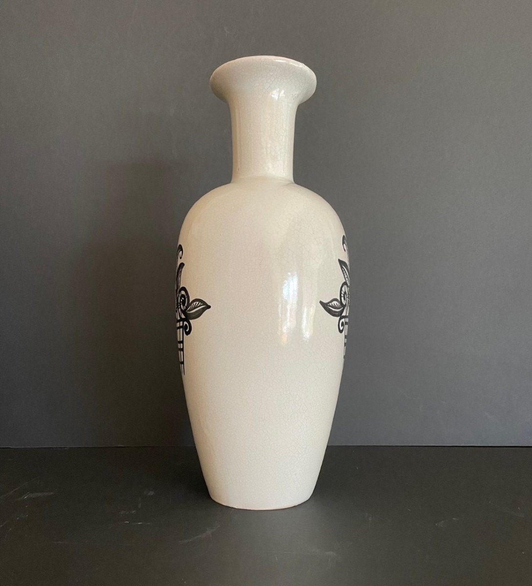 Art Deco Earthenware Vase From Desvres By Henri Delcourt-photo-2