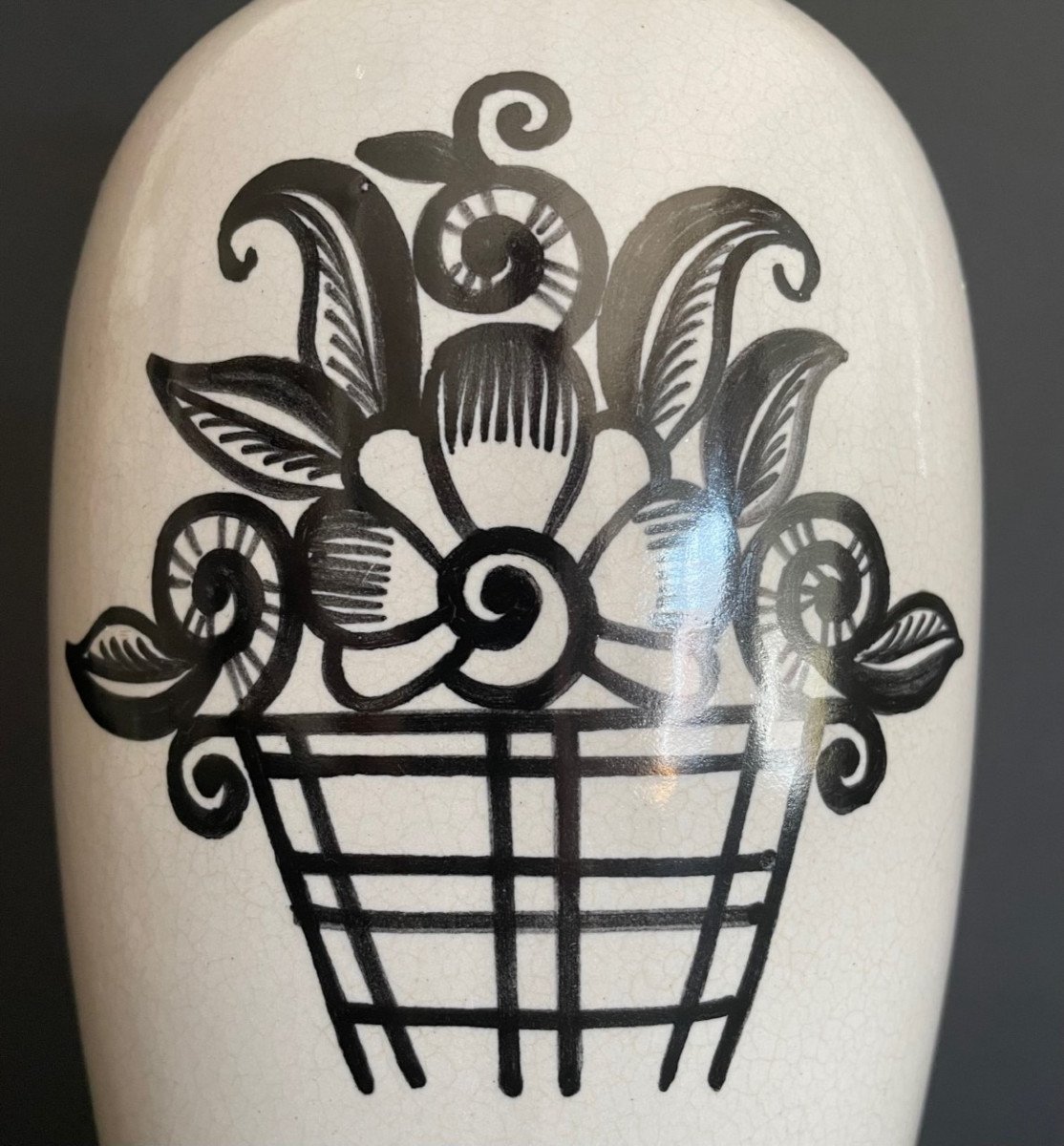 Art Deco Earthenware Vase From Desvres By Henri Delcourt-photo-3