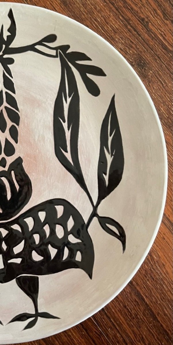 Large Ceramic Dish By Jean Lurçat In Sant Vicens 1950s-photo-3