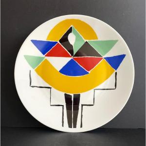 "carnival" Limoges Porcelain Dish By Sonia Delaunay Edition Artcurial