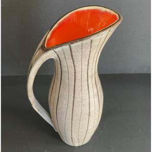 Elegant Ceramic Pitcher By Alain Maunier In Vallauris